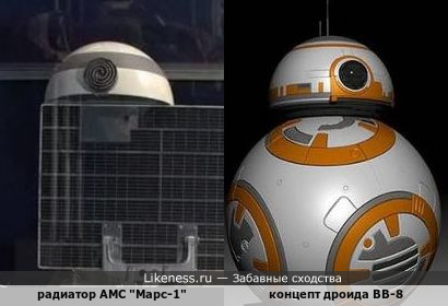 Радиатор системы терморегулирования автоматической межпланетной станции &quot;Марс-1&quot; (СССР, 1962 г.) напоминает голову дроида BB-8