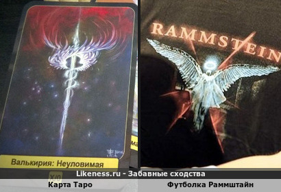 Рисунок на футболке Раммштайн напоминает карту Таро &quot;Валькирия&quot;