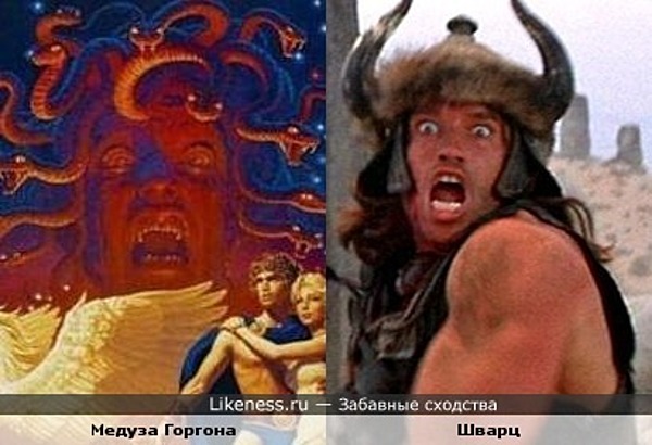 Медуза Горгона с постера "Битвы титанов" 1981 г. похожа на Шварценеггера Медуза Горгона с постера "Битвы титанов" 1981 г. похожа на Шварценеггера