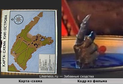 Карта-схема Кий-острова и рука Бориса Грачевского (&quot;Варвара-краса, длинная коса&quot;