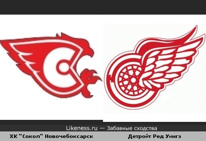 Логотипы хоккейных клубов Детройт Ред Уингз и ХК &quot;Сокол&quot; Новочебоксарск