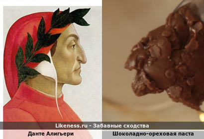 Профиль Данте Алигьери и шоколадно-ореховая паста