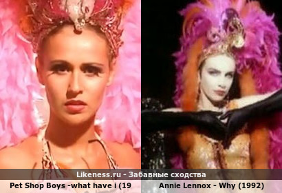 Кадр клипов Pet Shop Boys - What have I done to deserve this? (1987) напоминает Annie Lennox - Why (1992)