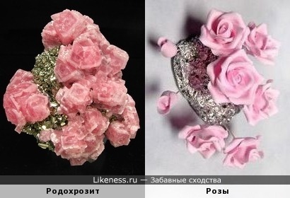 Родохрозит напоминает розы