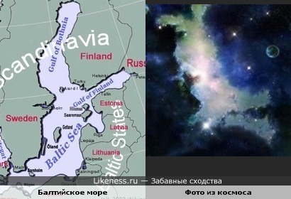 Балтийское море с заливами похоже на космического зайчика
