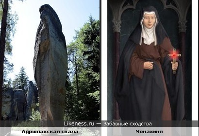 Скала в Чехии похожа на монахиню