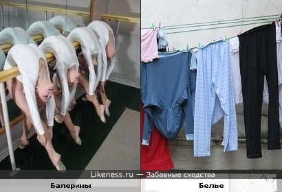 Балерины, тренирующие гибкость напомнили белье, которое сушат на веревке