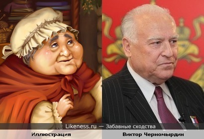 Бабушка с иллюстрации напоминает Виктора Черномырдина