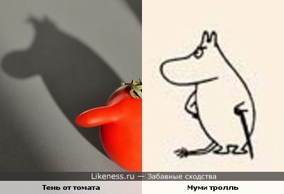 Тень от томата похожа на муми-тролля