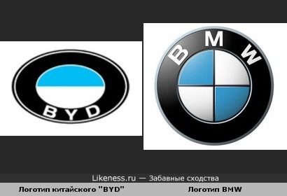 Логотип "BYD" похож на логотип "BMW"