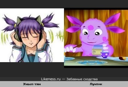 Прическа Уныл-тян, маскота Ычана, напоминает уши Лунтика