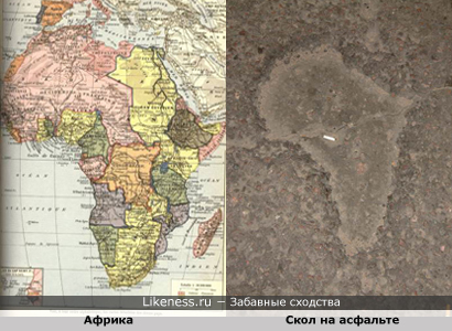 Скол на асфальте похож на карту Африки