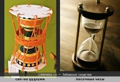Японский барабан &quot;сан-но цудзуми&quot; напоминает песочные часы
