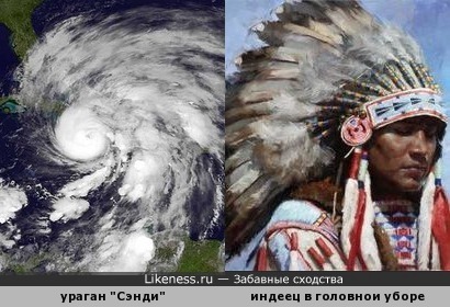 Ураган &quot;Сэнди&quot; (фото 25.10.2012) напоминает индейский головной убор