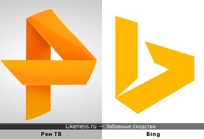 Логотипы Рен ТВ и Bing