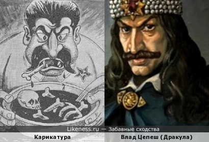 Карикатура на Сталина напоминает Дракулу.