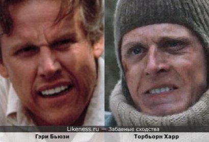 Торбьорн Харрв в "Золотом конвое" скорчил такую гримасу, что немедленно напомнил другого актёра, известного именно этим