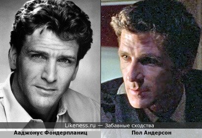 Пол Андерсон в сериале "Льюис" и Ааджонус Фондерпланиц (урождённый Джон Ричард Суигарт), американский специалист по альтернативному питанию, пропагандировавший сыроедение