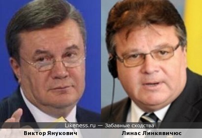 Политики Виктор Янукович и Линас Линкявичюс