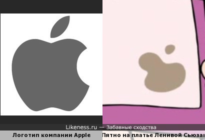 Логотип Apple и пятно Ленивой Сьюзан из мультфильма Гравити Фолз в ресторанчике которой одно из блюд это яблочные оладьи