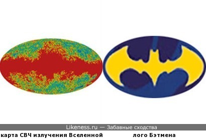 В карте СВЧ излучения Вселенной мерещится лого Бэтмена