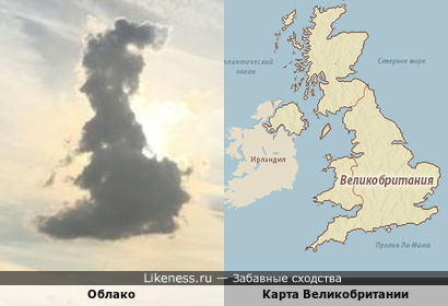 Облако напоминает карту Великобритании