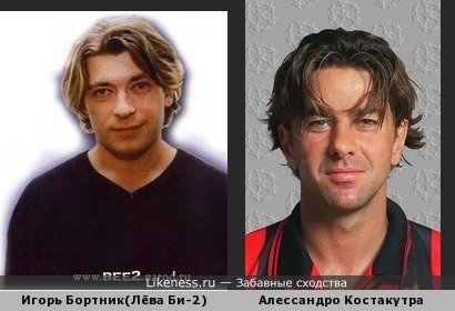 Игорь Бортник(Лёва Би-2) похож на футболиста Алессандро Костакурту