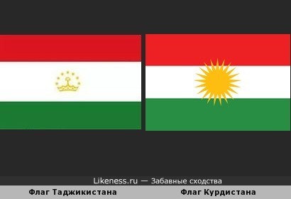 Флаги Таджикистана и Курдистана похожи