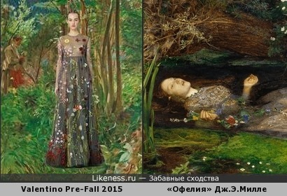Платье Валентино напомнило картину «Офелия» Джона Эверетта Милле