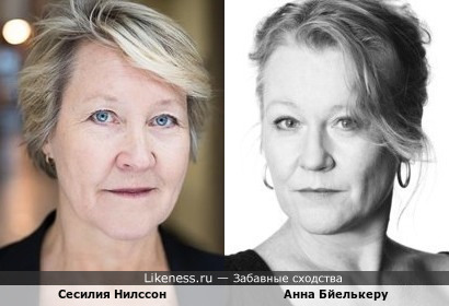 Шведские актрисы Сесилия Нилссон и Анна Бйелькеру