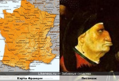 Карта Франции по хожа на профиль персонажа картины Босха