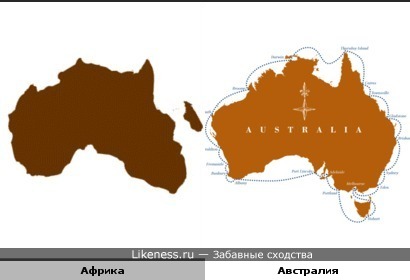 Перевёрнутая карта Африки похожа на карту Австралии