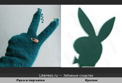 Рука в перчатке похожа на кролика