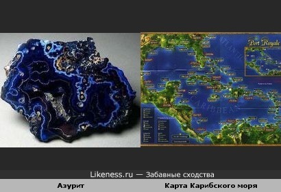 Азурит и карта Карибского моря