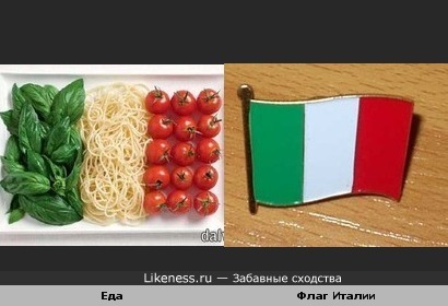 Еда на тарелке похожа на флаг Италии