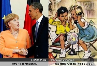 Эта картина напоминает Обаму и Меркель