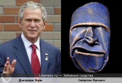Скульптура из ролика туалетной бумаги похожа на Джорджа Буша