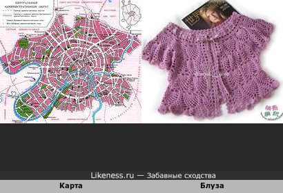 Карта Центрального административного округа Москвы напоминает женскую блузу