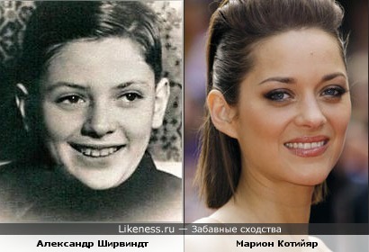 актер Александр Ширвиндт (на детском фото) и актриса Марион Котийяр немного похожи