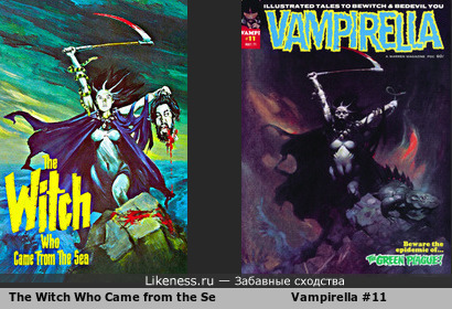 Постер фильма &quot;Ведьма, пришедшая с Моря&quot;(1976) напомнил обложку комикса Вампирелла (майского номера 1971)