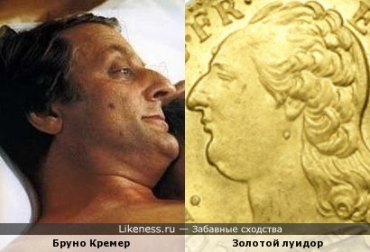 Аверс золотого луидора образца 1786 года напомнил профиль актёра Бруно Кремера
