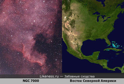 Туманность NGC 7000 похожа на восточную часть Северной Америки