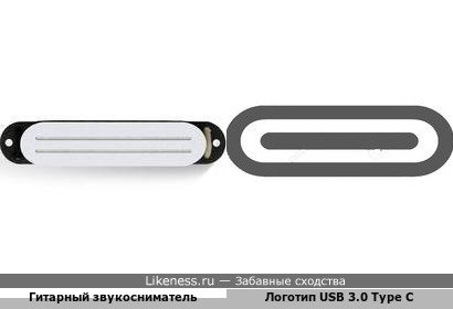 Гитарный звукосниматель напоминает Логотип USB 3.0 Type C