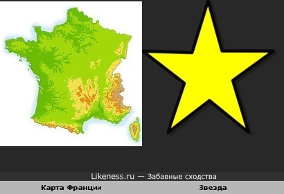 Карта Франции похожа на звезду