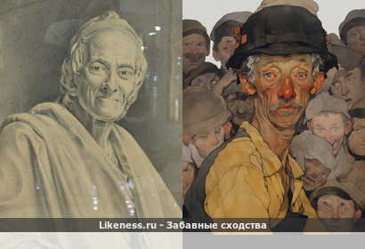 Картина "Вольтер сидящий в кресле" бумага карандаш Рябушинский Н. П. 1909 год. Скульптор Жан-Антуан Гудон. 1781 год