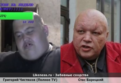 Стример Григорий Чистяков (Полное TV) похож на Стаса Барецкого