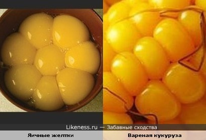 Яичные желтки и варёная кукуруза