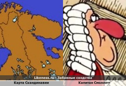Карта Скандинавии напоминает Смоллетта из "Острова сокровищ"