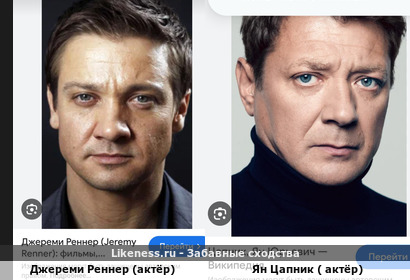 Джереми Реннер (актёр) похож на Яна Цапник ( актёр)