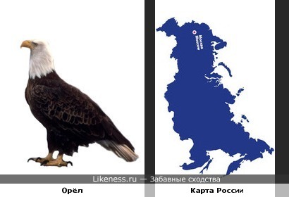 Перевёрнутая карта России похожа на сидящего орла